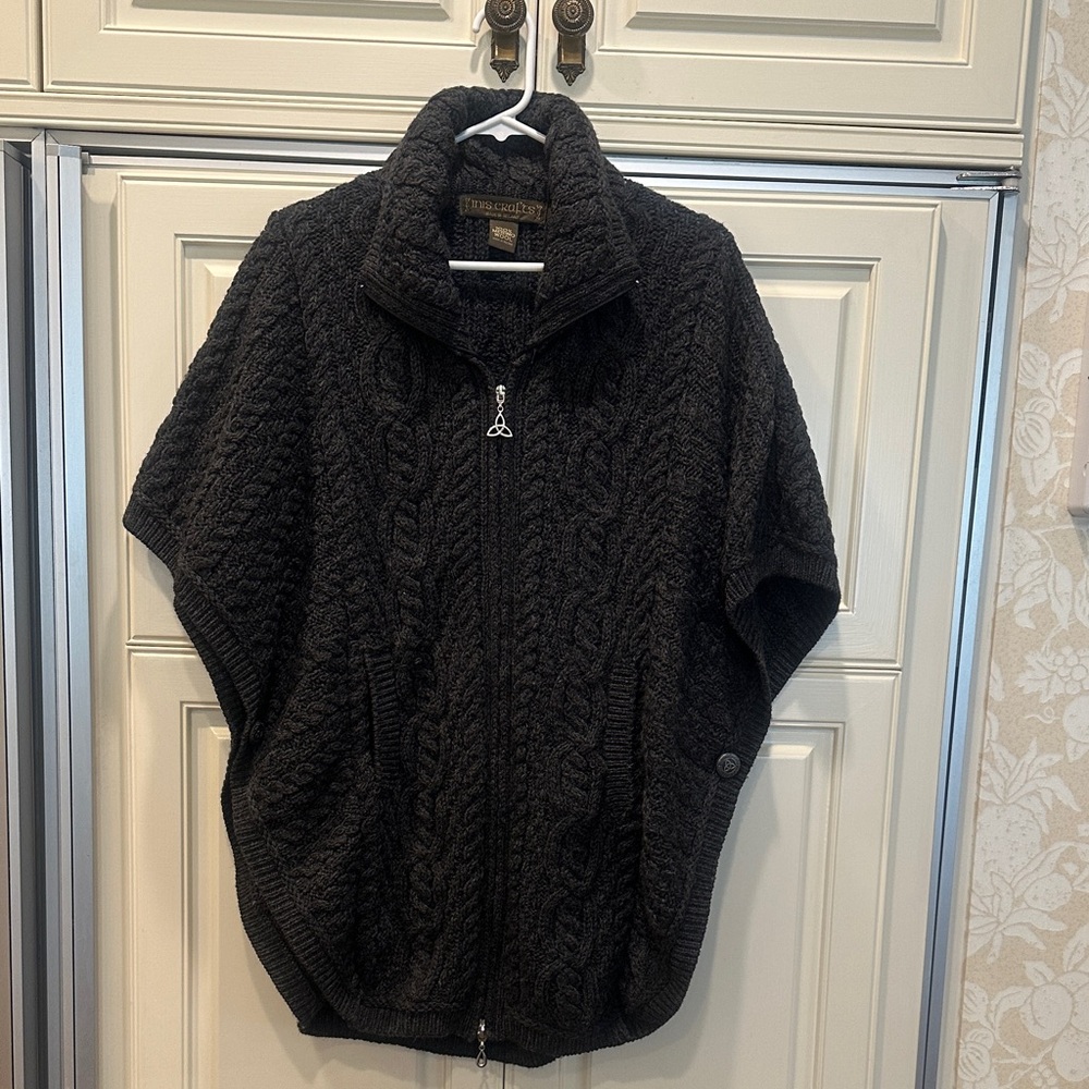 Black Cable Knit Poncho